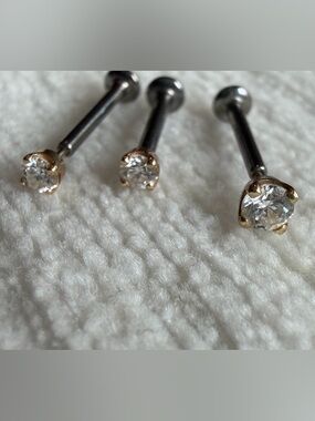 Fine Jewelry Diamond Stud Earring Set with Yellow Gold & Titanium Details- 3 set